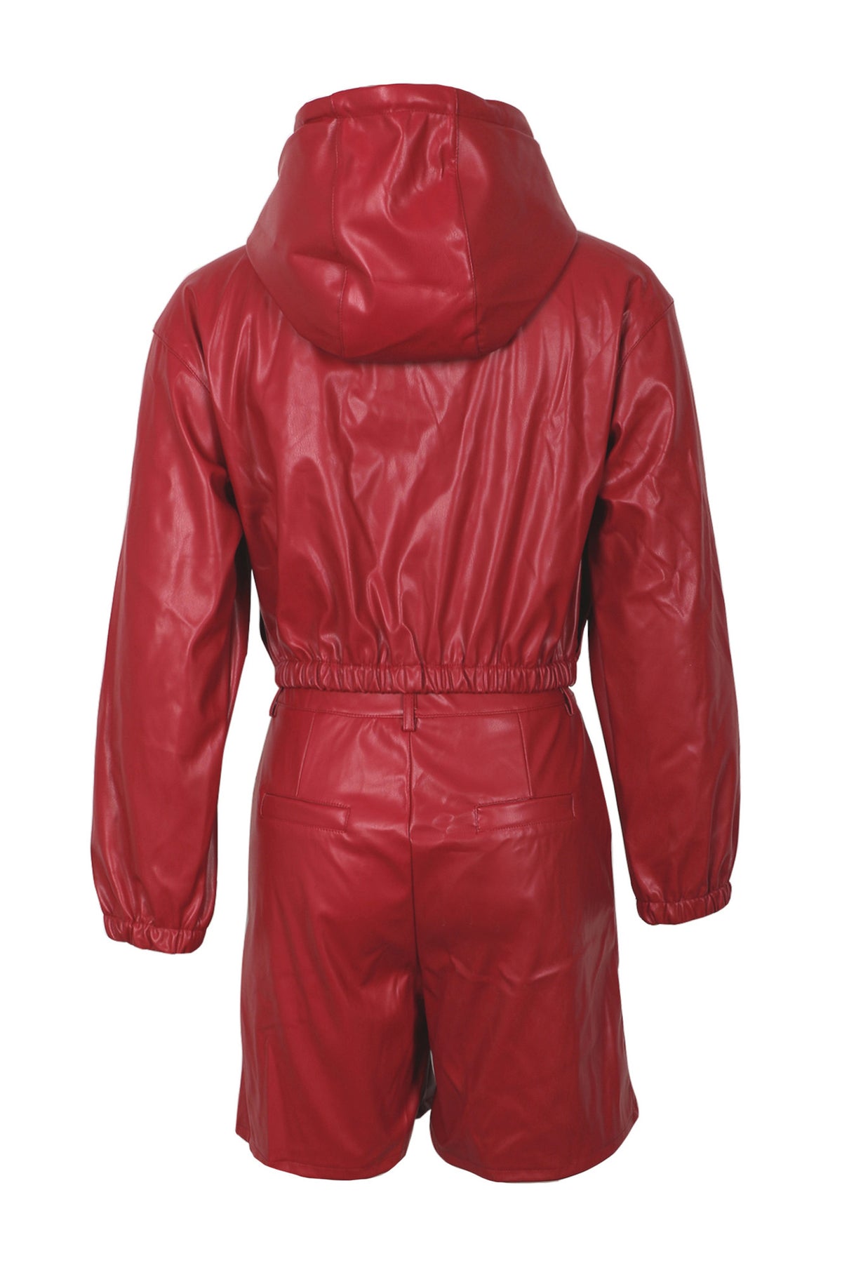 Leather-Look Hooded Jacket & Bermuda Shorts Set