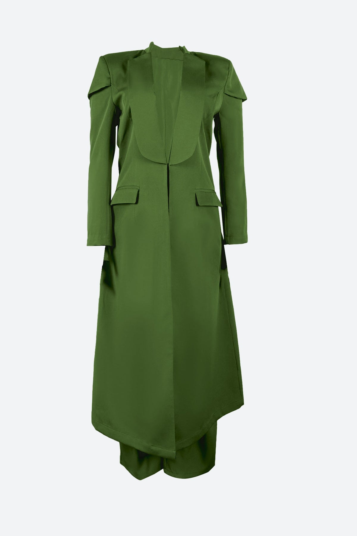 Solid Color Notch Lapel Long Suit Two-Piece Set