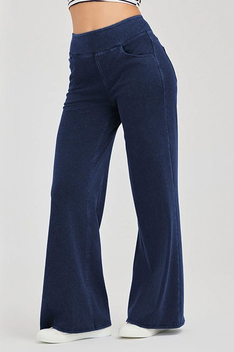 High-Stretch Wide Leg Yoga Jeans