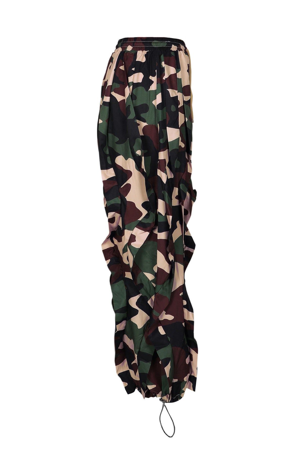 Abstract Print Cascading Draped Drawstring Pants