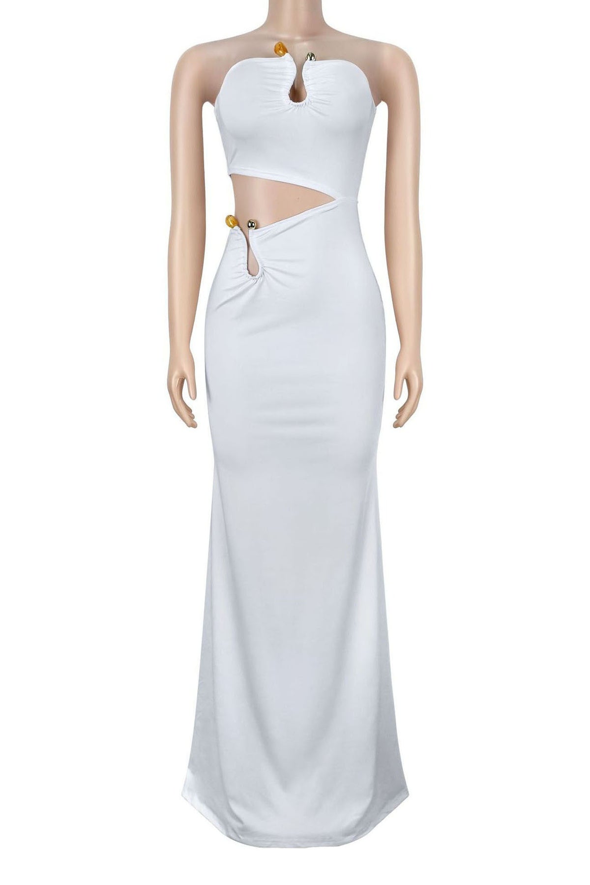 Strapless Hardware Cutout Maxi Dress