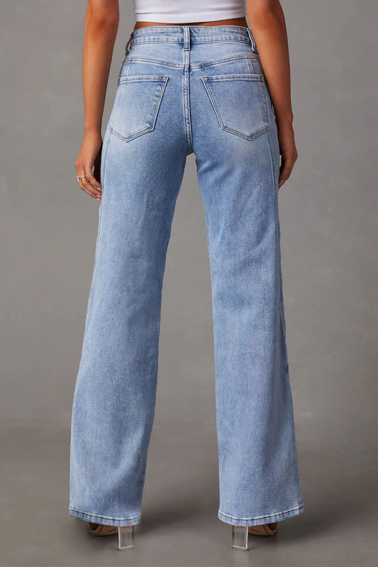 Loose Stitch Wide Leg Jeans