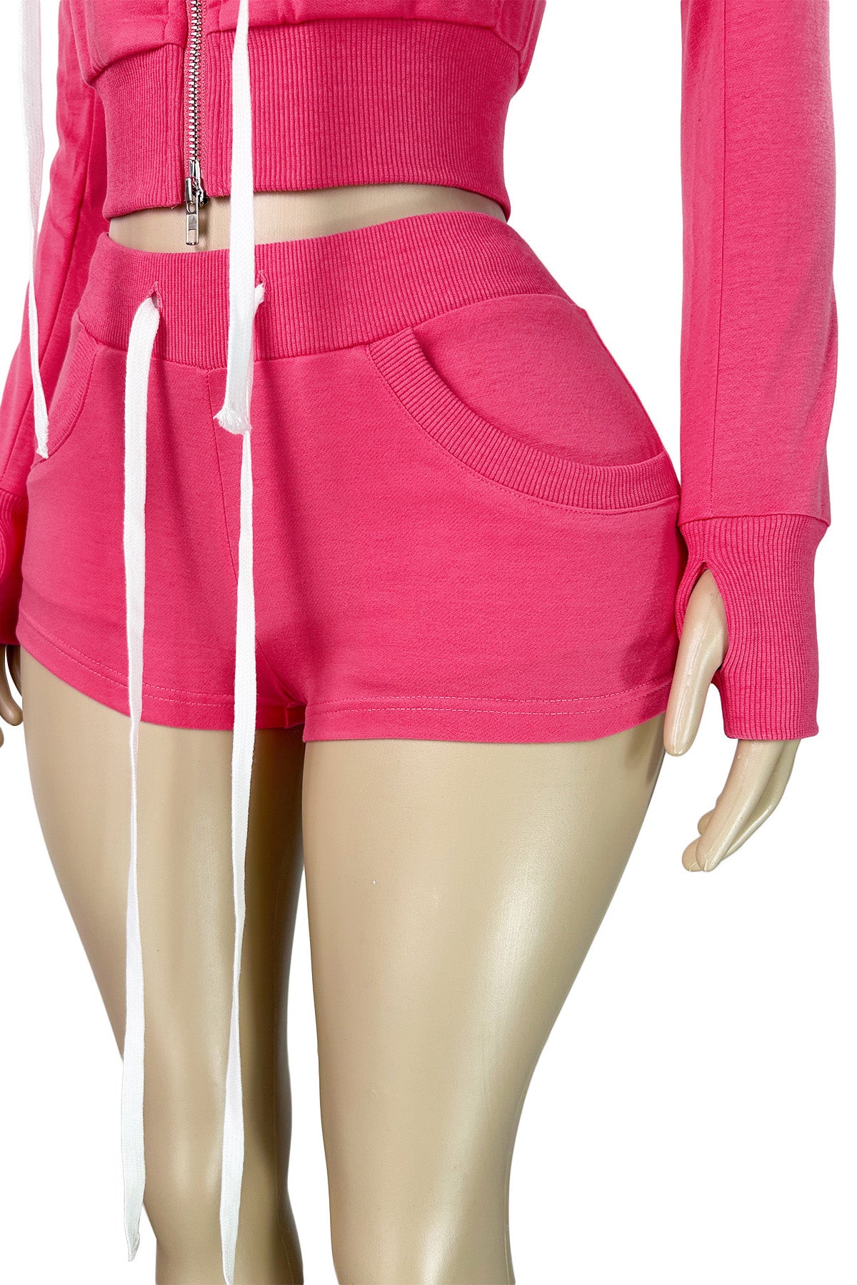 3-Piece Zip Hoodie Shorts & Sleeves Set
