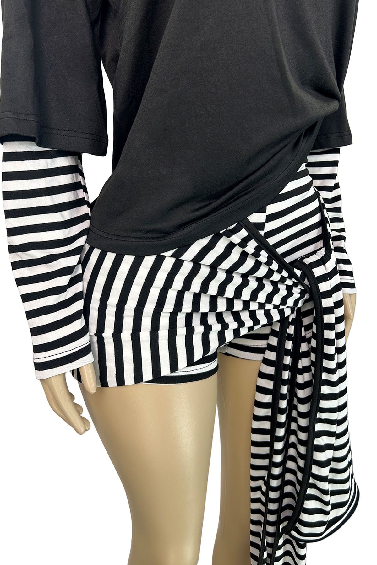 Layered-Look Stripe Top & Tie-Waist Shorts Set