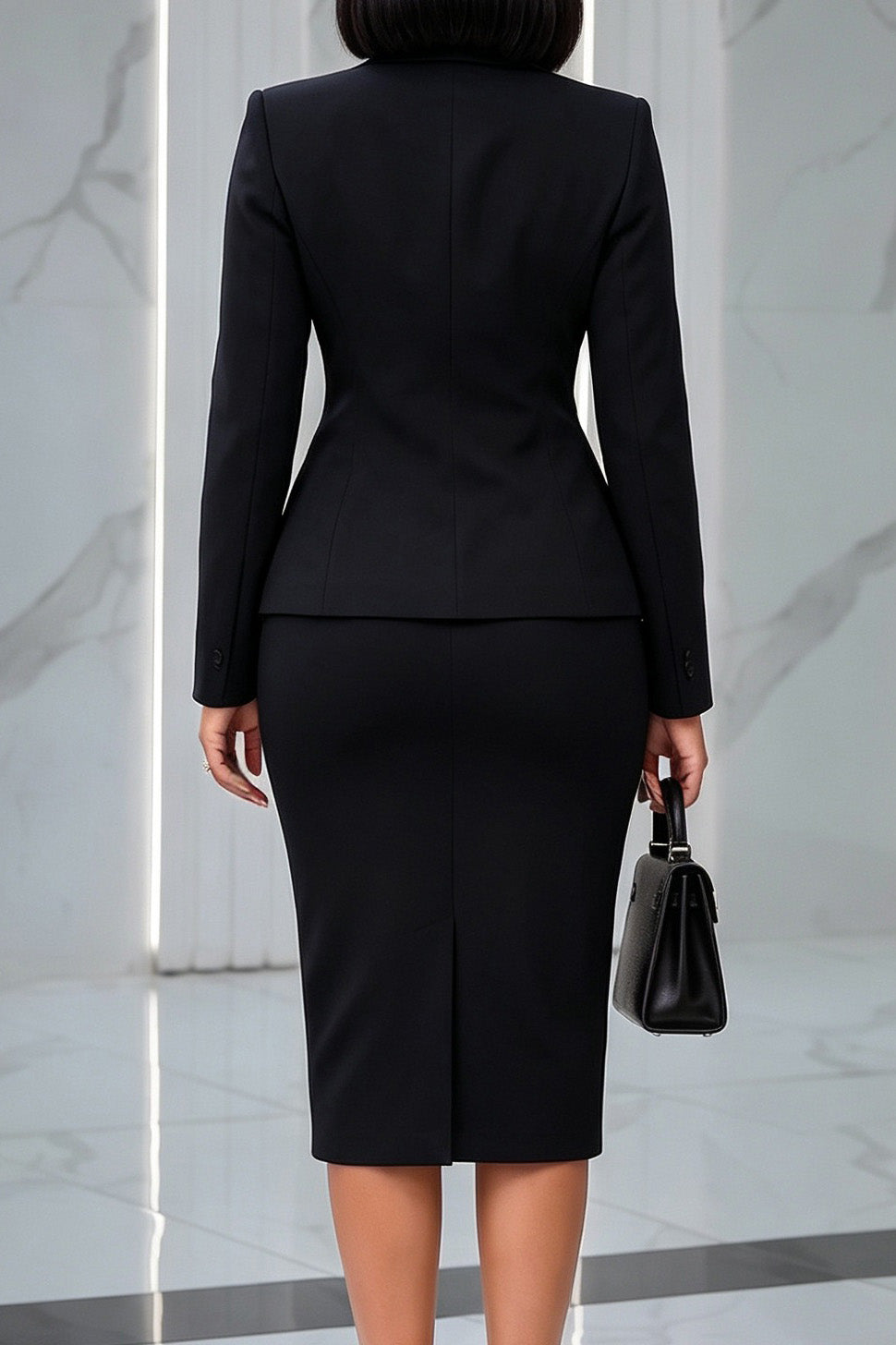 Double-Breasted Blazer & Pencil Skirt Set