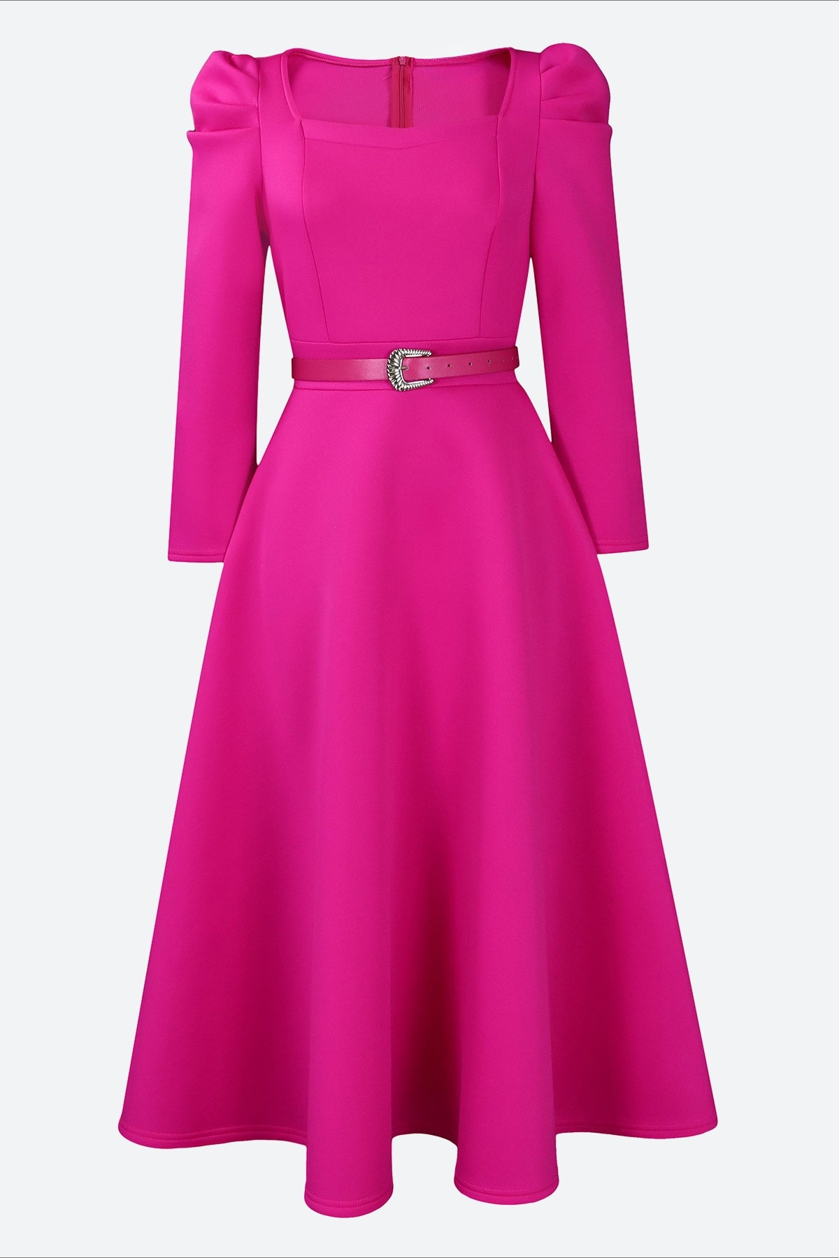 Puff Sleeve Elegant Pleated A-Line Dress