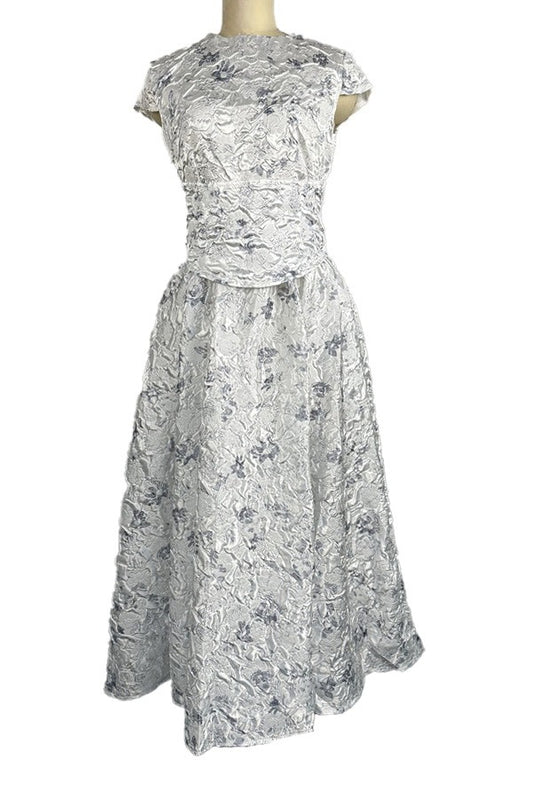 Printed Waist Defined A Line Midi Dress