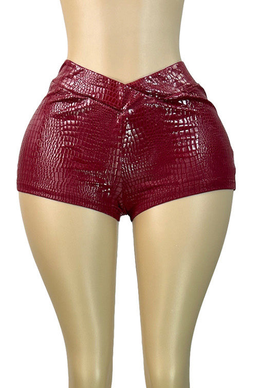 Stretch Faux Leather Bodycon Shorts