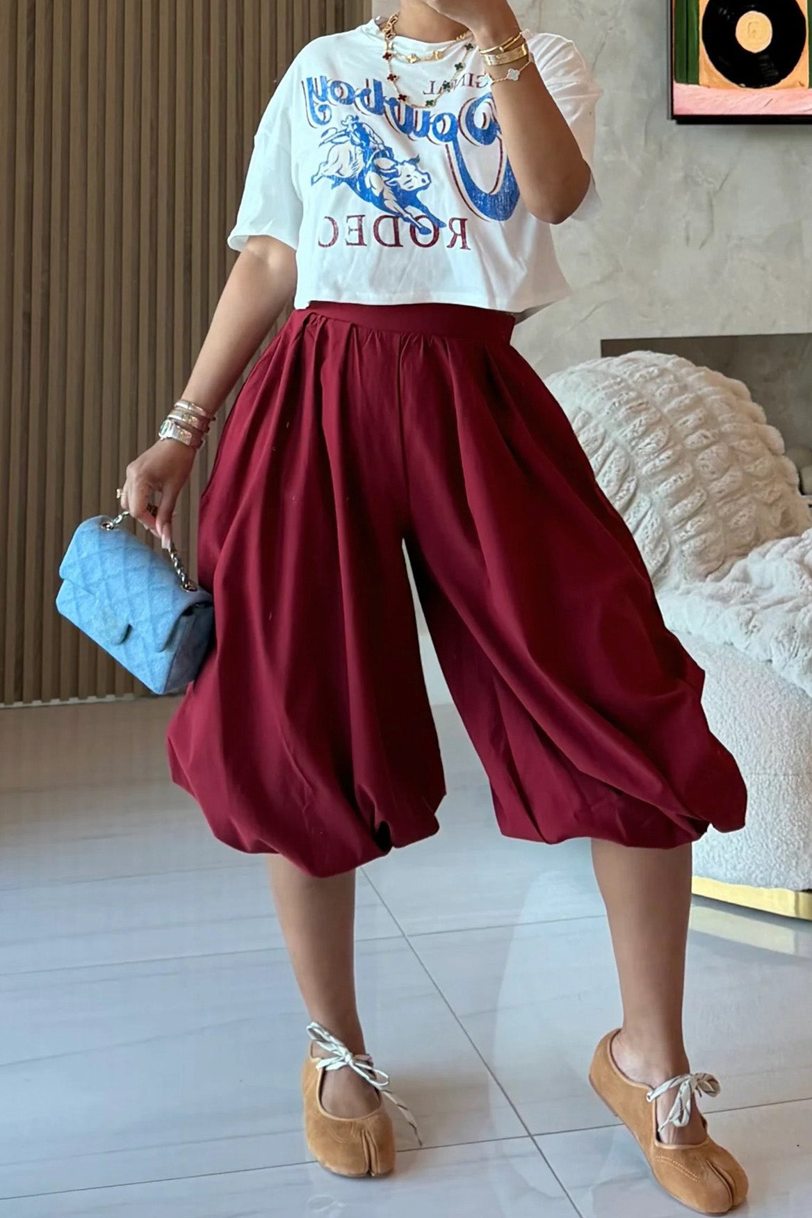Pleated Balloon Leg Culotte