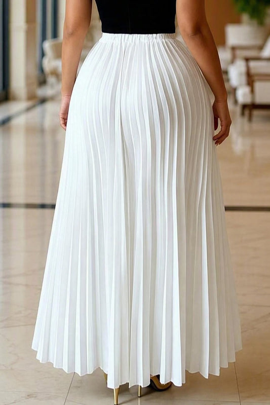 High Waist Pleated Maxi Skirt