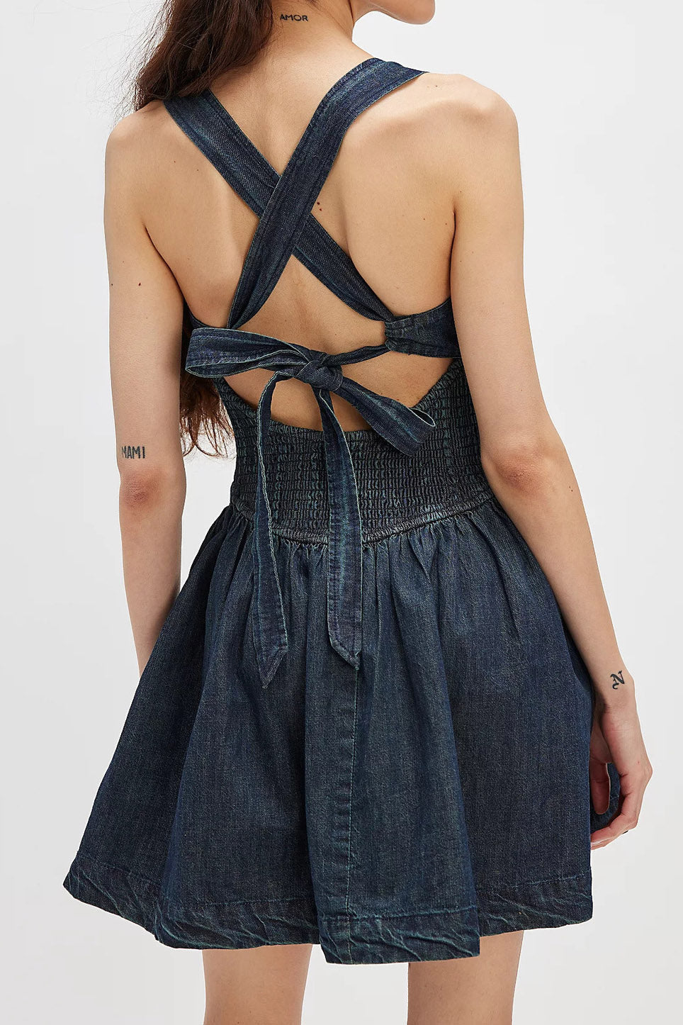 Backless Slim Fit High Waist Denim Mini Dress