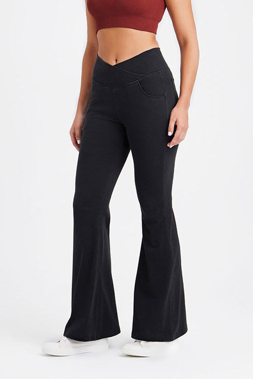 Crossover Waist Stretch Flare Jeans