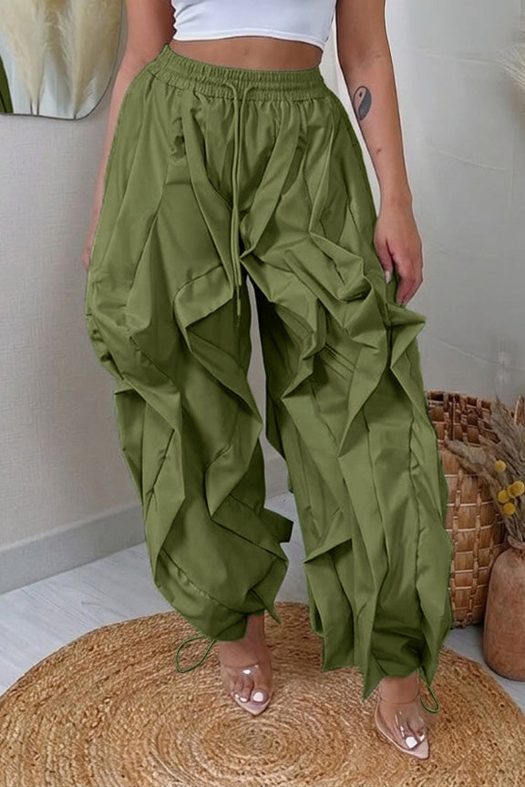 Patchwork Cargo Lantern Jogger Pants