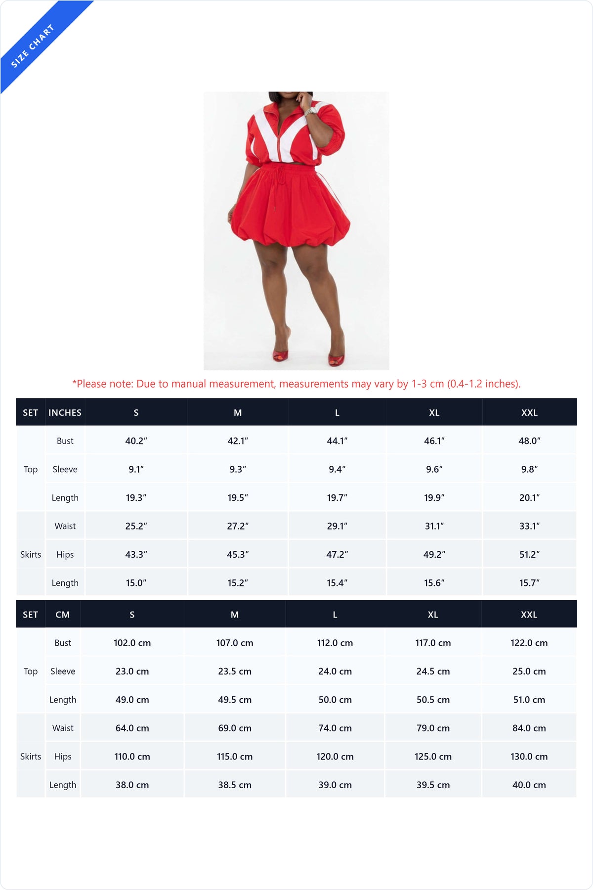 Color-Block Track Jacket & Bubble Skirt Set