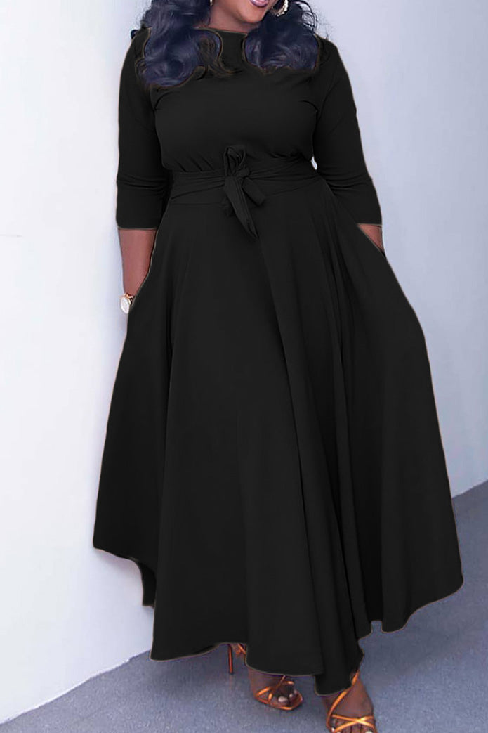 Elegant Tie-Waist A-Line Maxi Dress