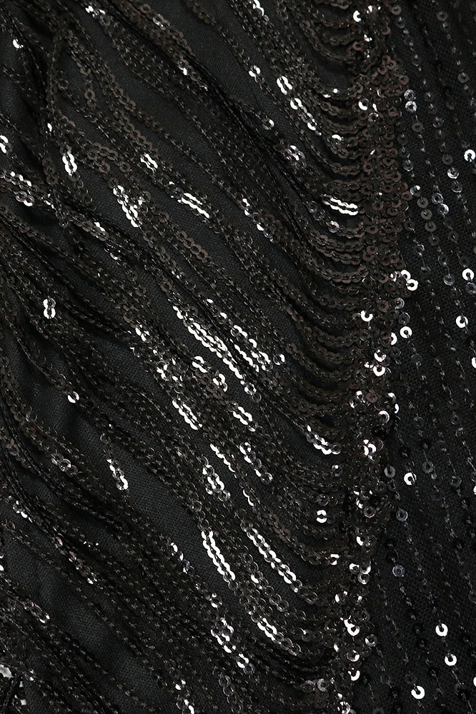 Halter Tassel Fringe Sequin Maxi Dress