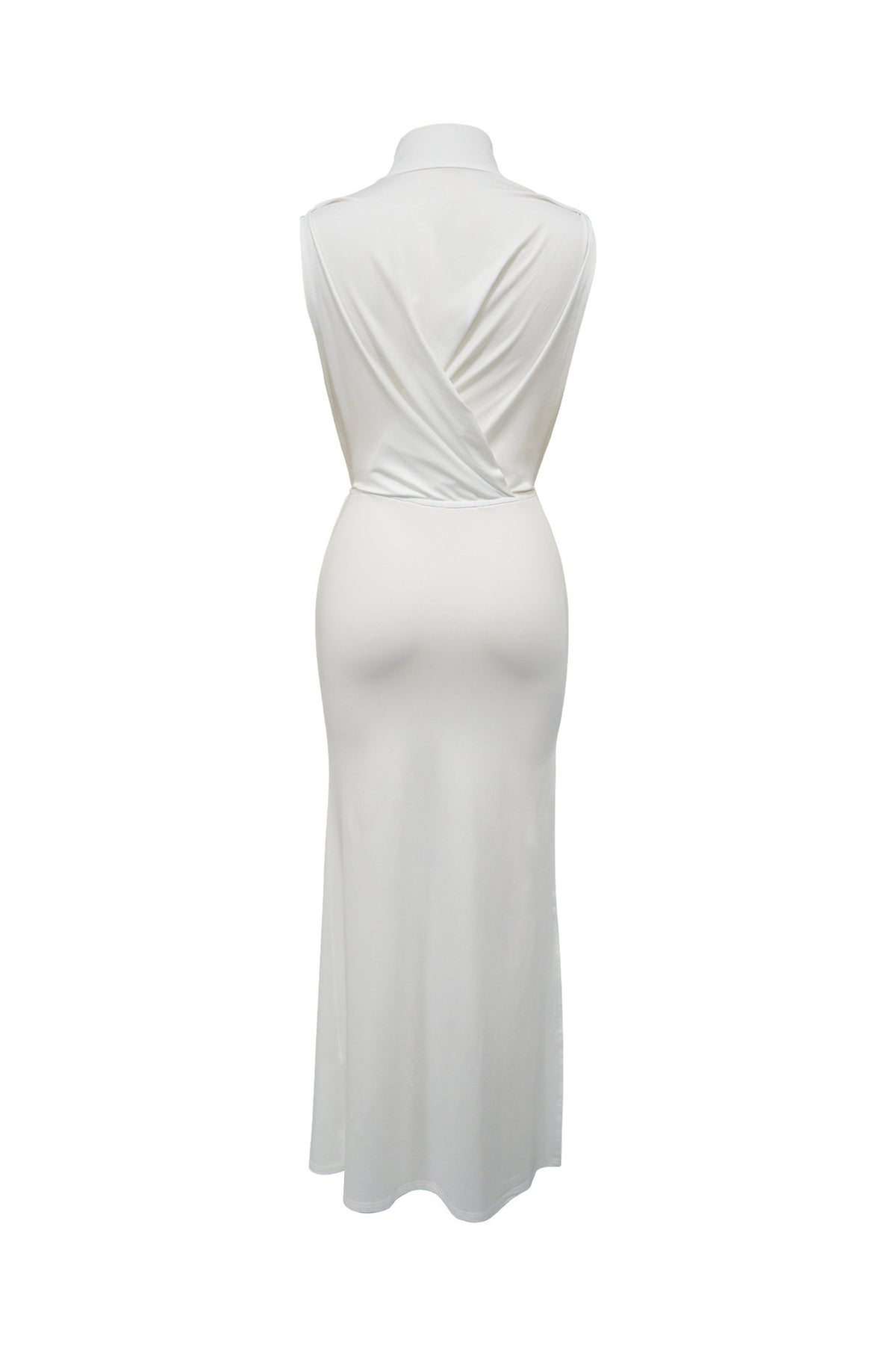 Mock Neck Cutout Ruched Maxi Dress