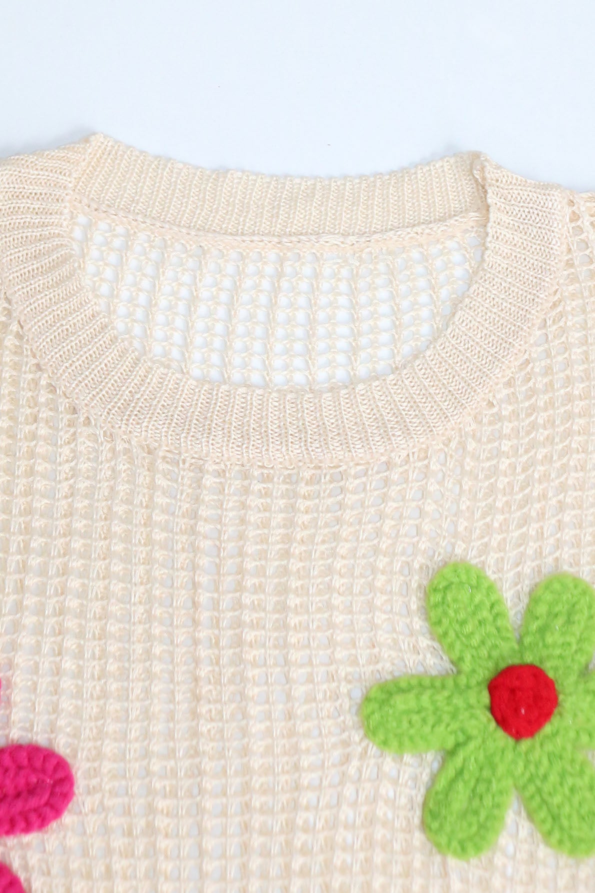 Crochet Flower Hollow-out Sweater T Shirt