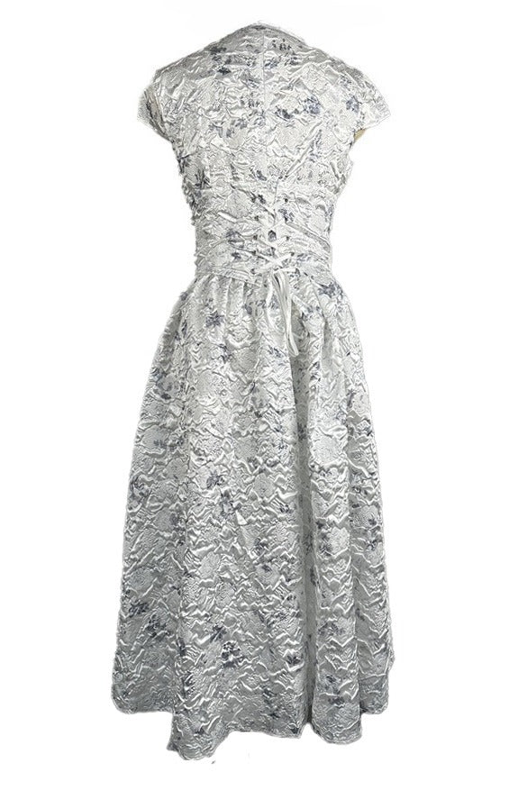 Printed Waist Defined A Line Midi Dress