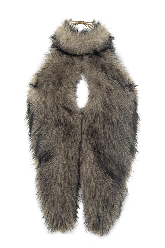 Faux Fur Halter Front Slit Fuzzy Top