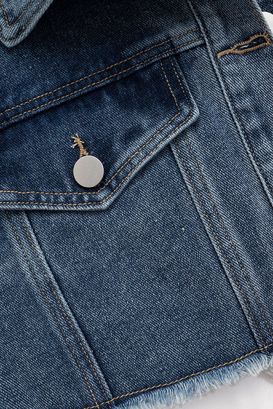 Denim Polo Collar Short Top Coat