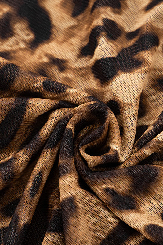 Leopard Print Lace Splice Maxi Dress