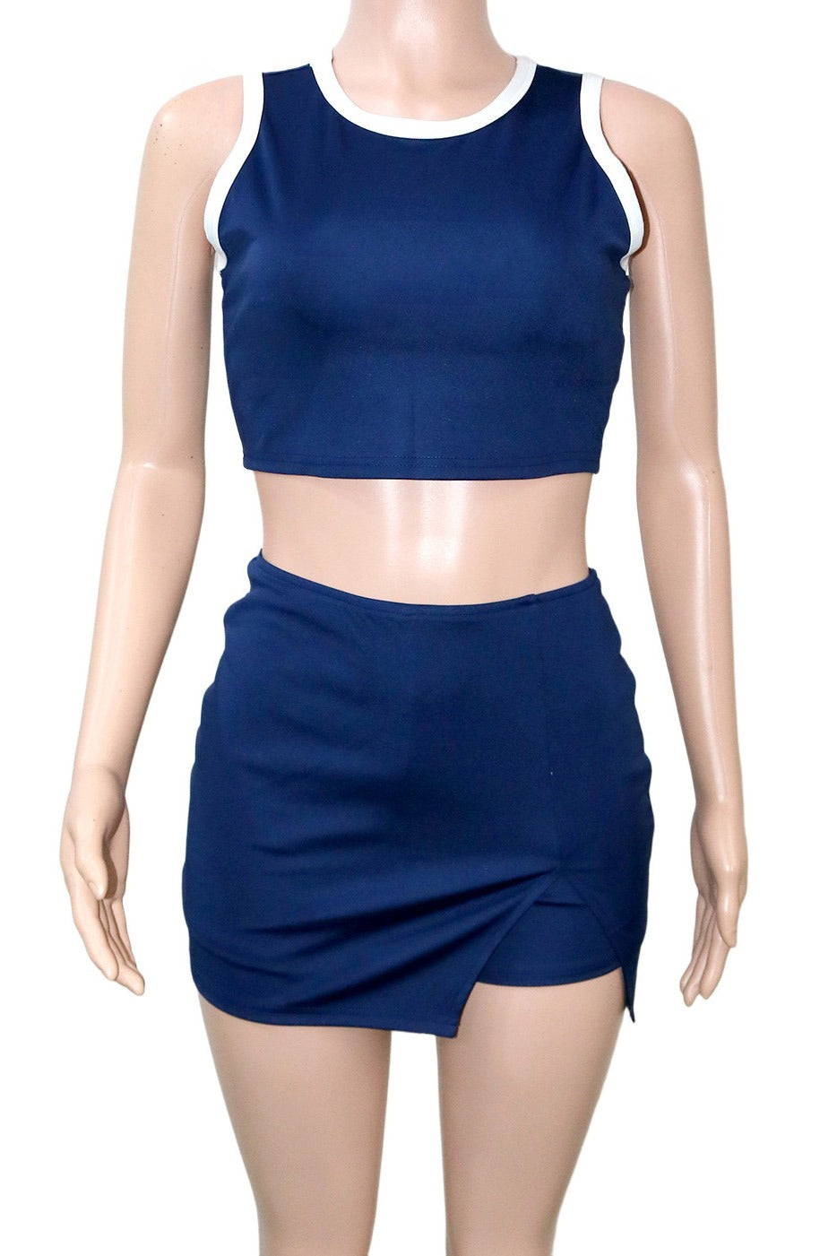Contrast Trim Crop Tank & Skort Set