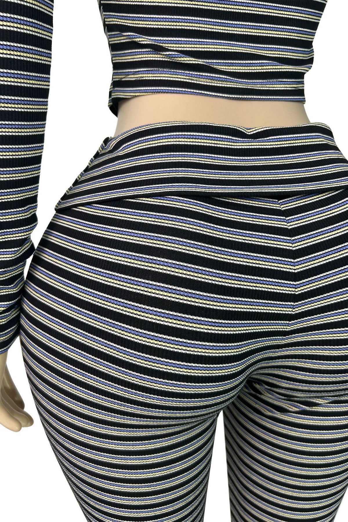 Striped Zip Hoodie & Foldover Capri Pants Set
