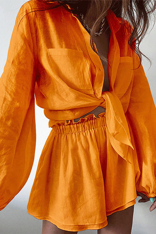 Top Ruffle Shorts Two-piece Casual Fashion Suit