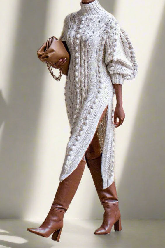 Midi Length Knitted Sweater Dress