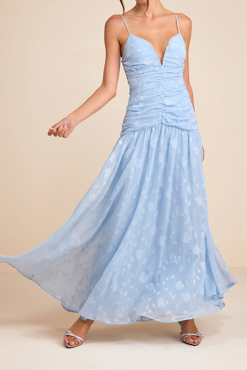 Floral Ruched Cami Vacation Maxi Dress