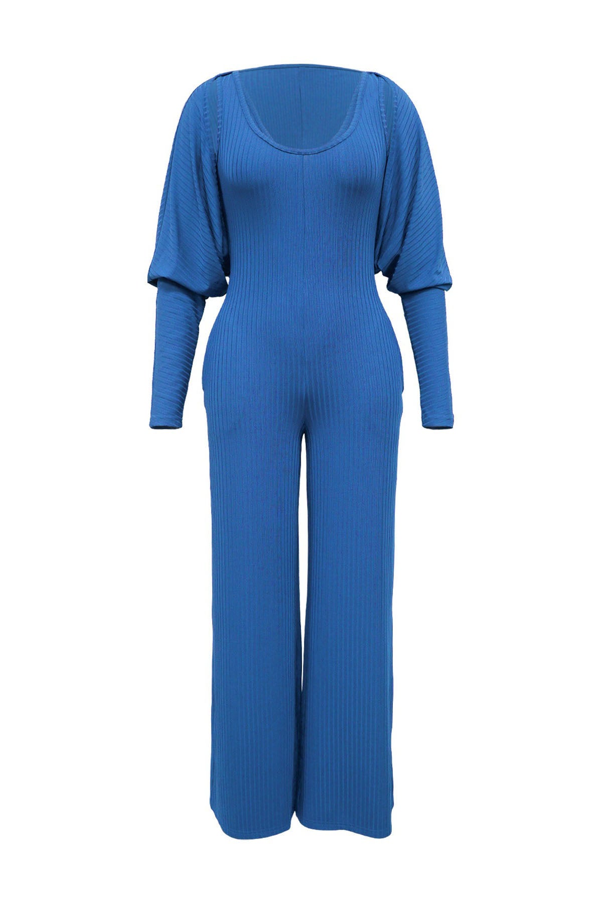 2-Piece Ribbed Knit Tank Jumpsuit & Cropped Top Set