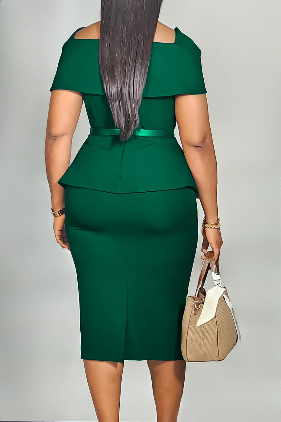 Square Neck High Waist Pencil Dress