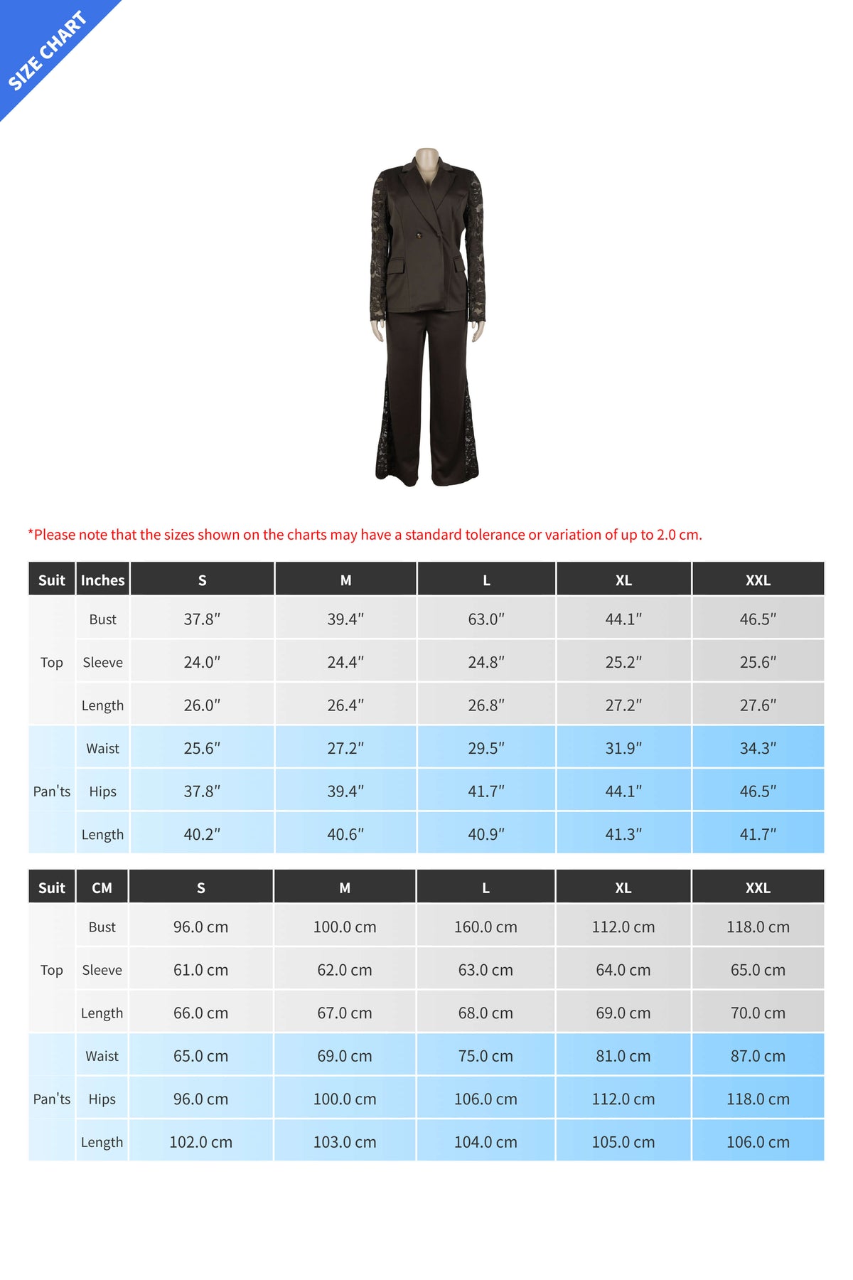 Lace Sleeve Blazer & Wide Leg Pant Set