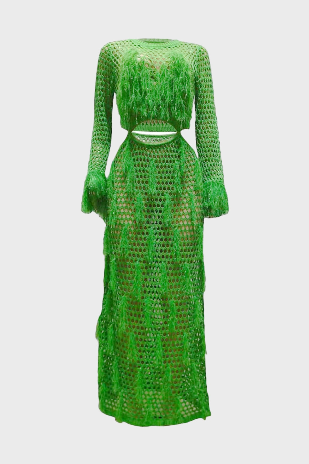 Fringe Knitting Hollow Long Dress