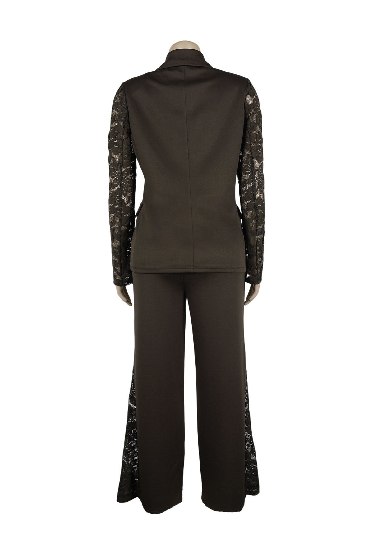 Lace Sleeve Blazer & Wide Leg Pant Set