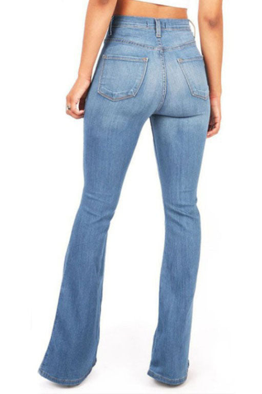 High Waist Skinny Bell-Bottom Jeans