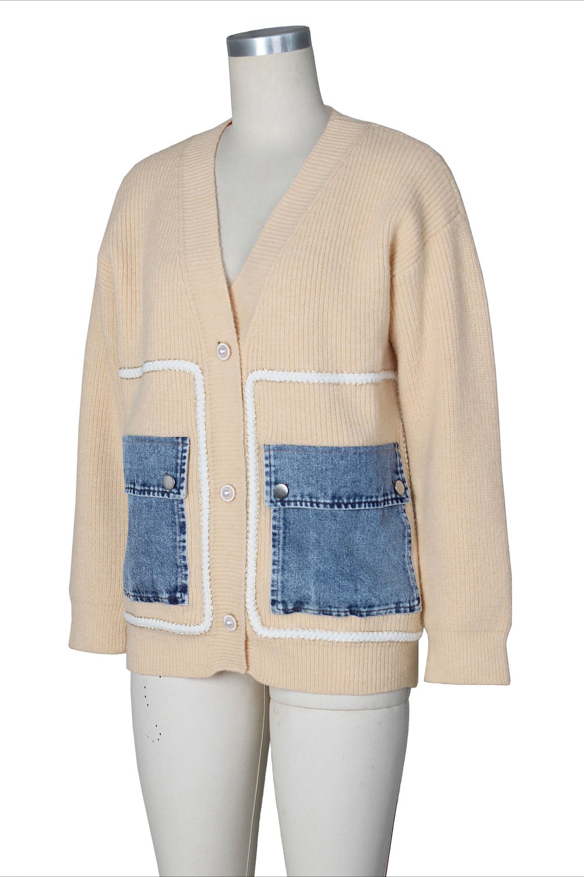 Denim Combo Cardigan