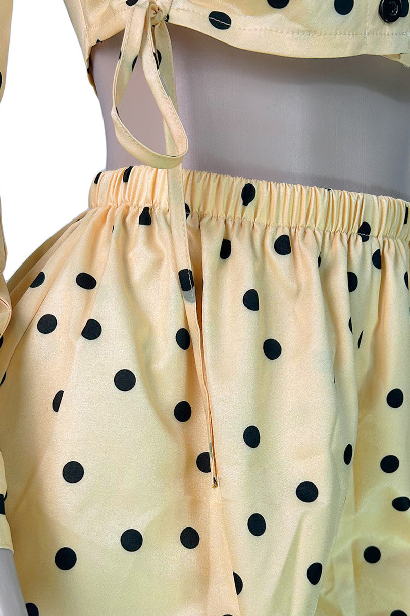 Polka Dot Ruched Top & Bubble Shorts Set