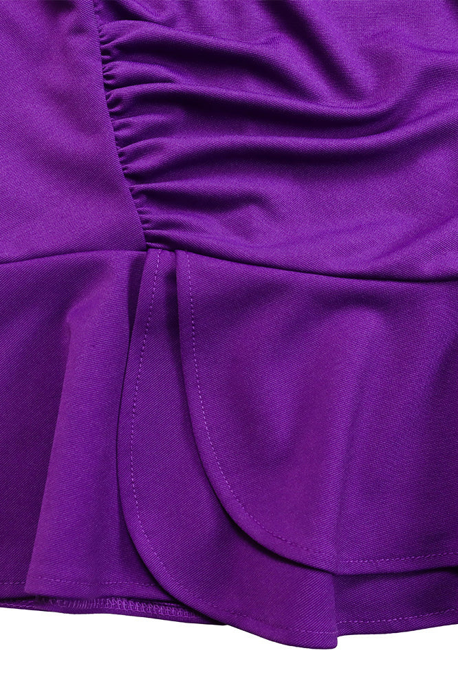 Solid Flounce V Neck Long Sleeve Sets