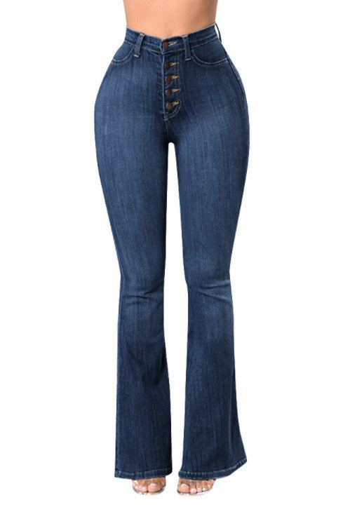 High Waist Stretch Wide Leg Jeans