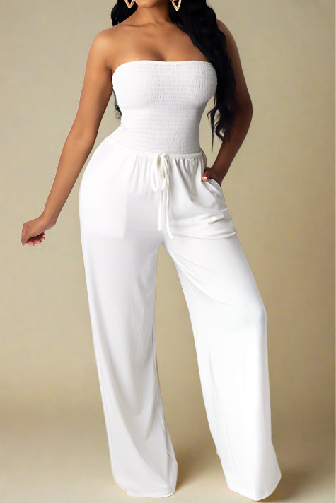 Strapless Smocked Tube Top Jumpsuit