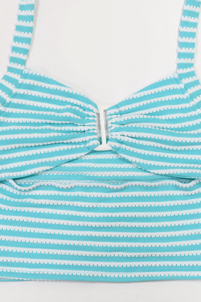 Jacquard Stripe 2-Piece Set with Crop Top & Pants