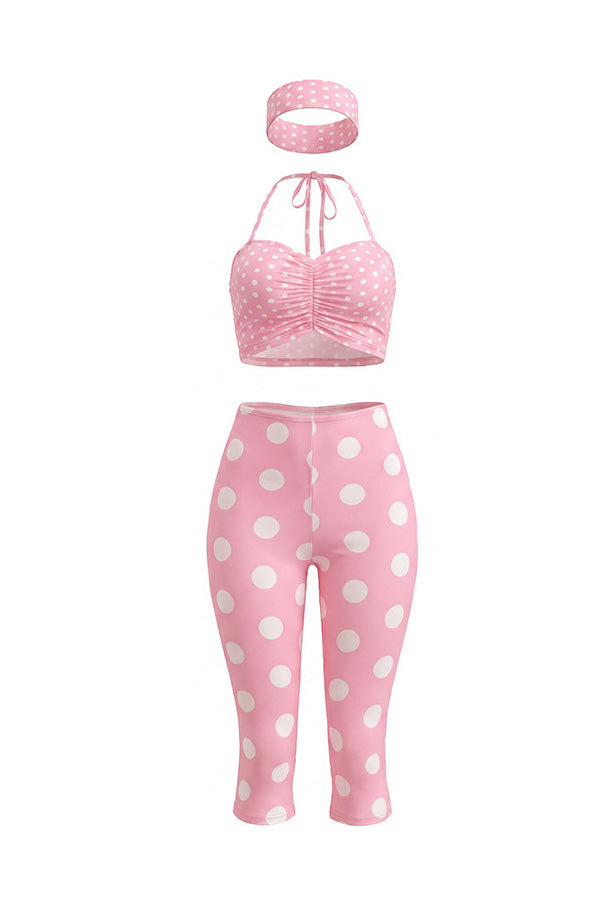 3-Piece Crop Top, Capri & Headband Set