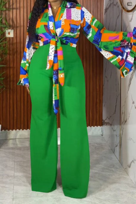 Plus Size Tie-Front Top & Pants Set