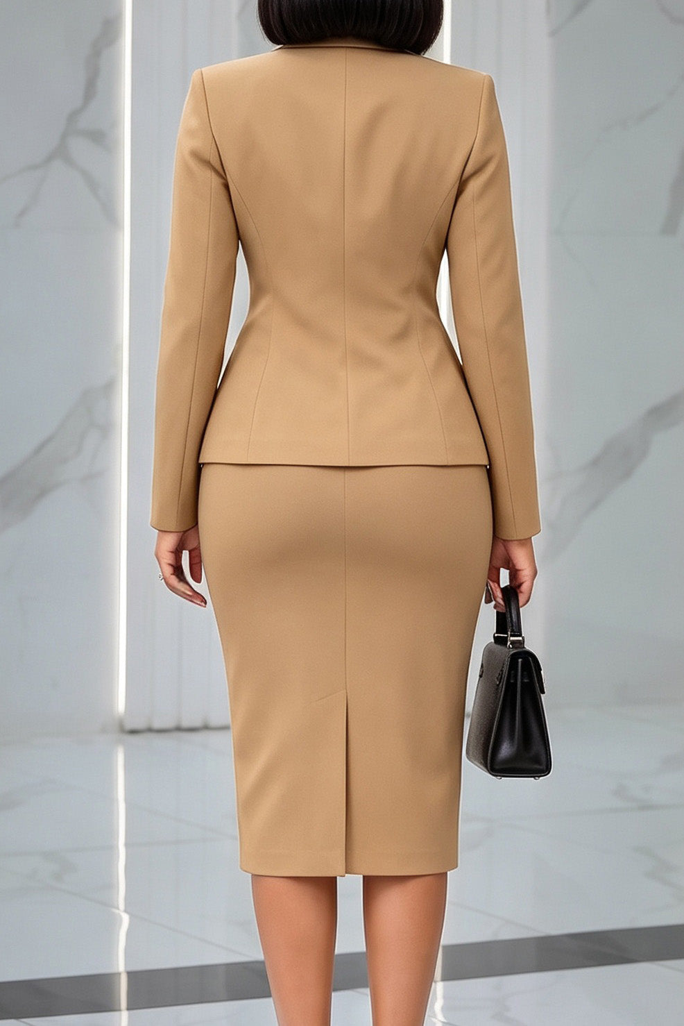 Double-Breasted Blazer & Pencil Skirt Set