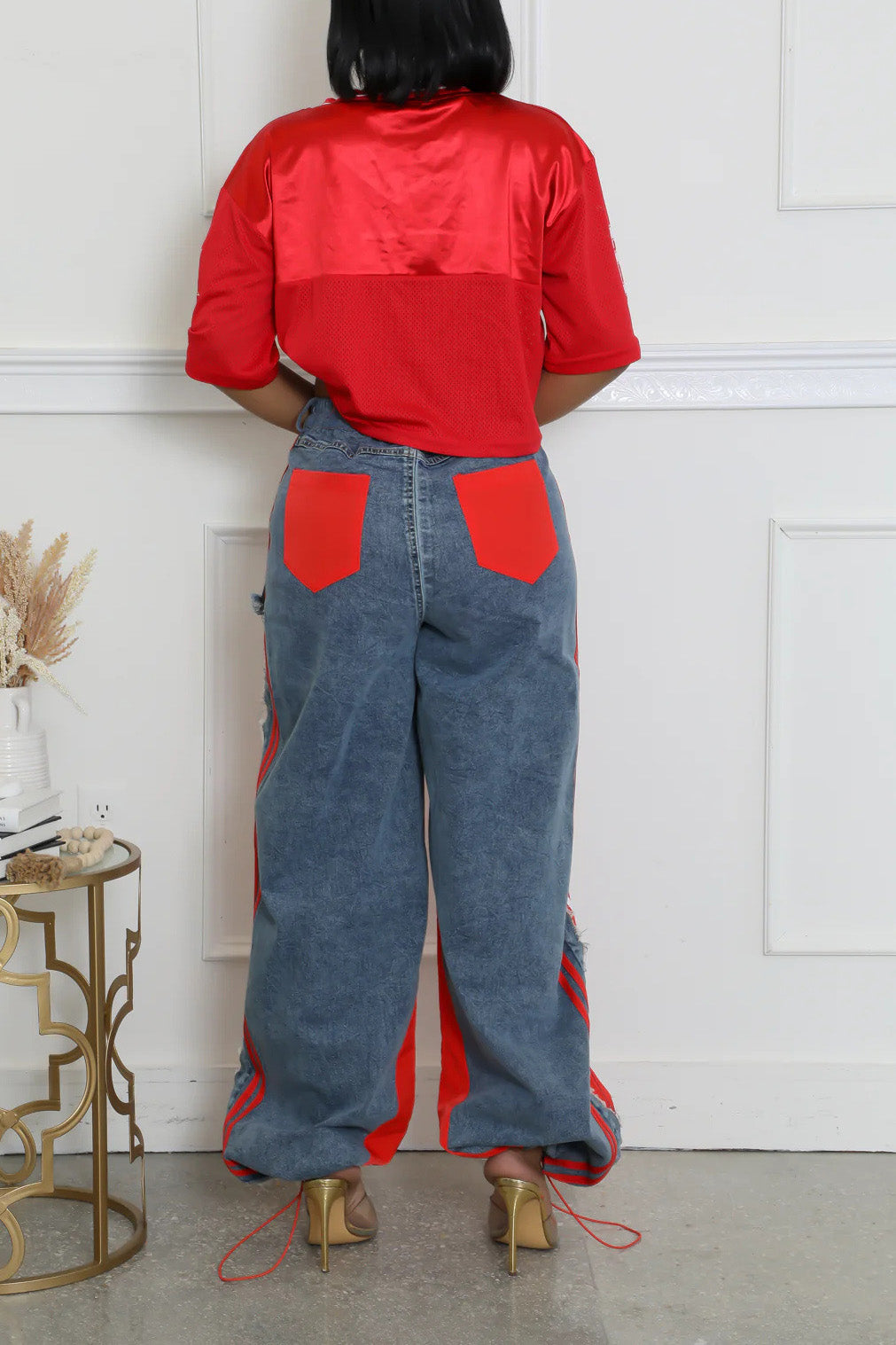 Striped Denim Jogger Pants