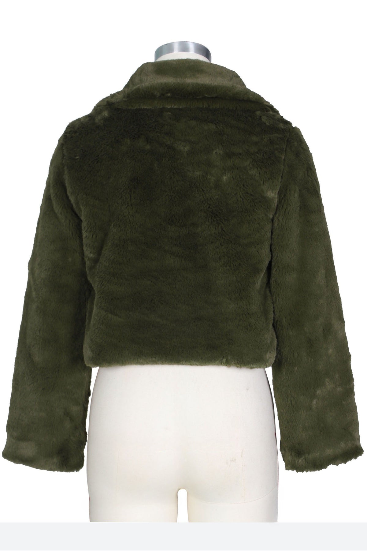 Faux Leather Lapel Short Jacket