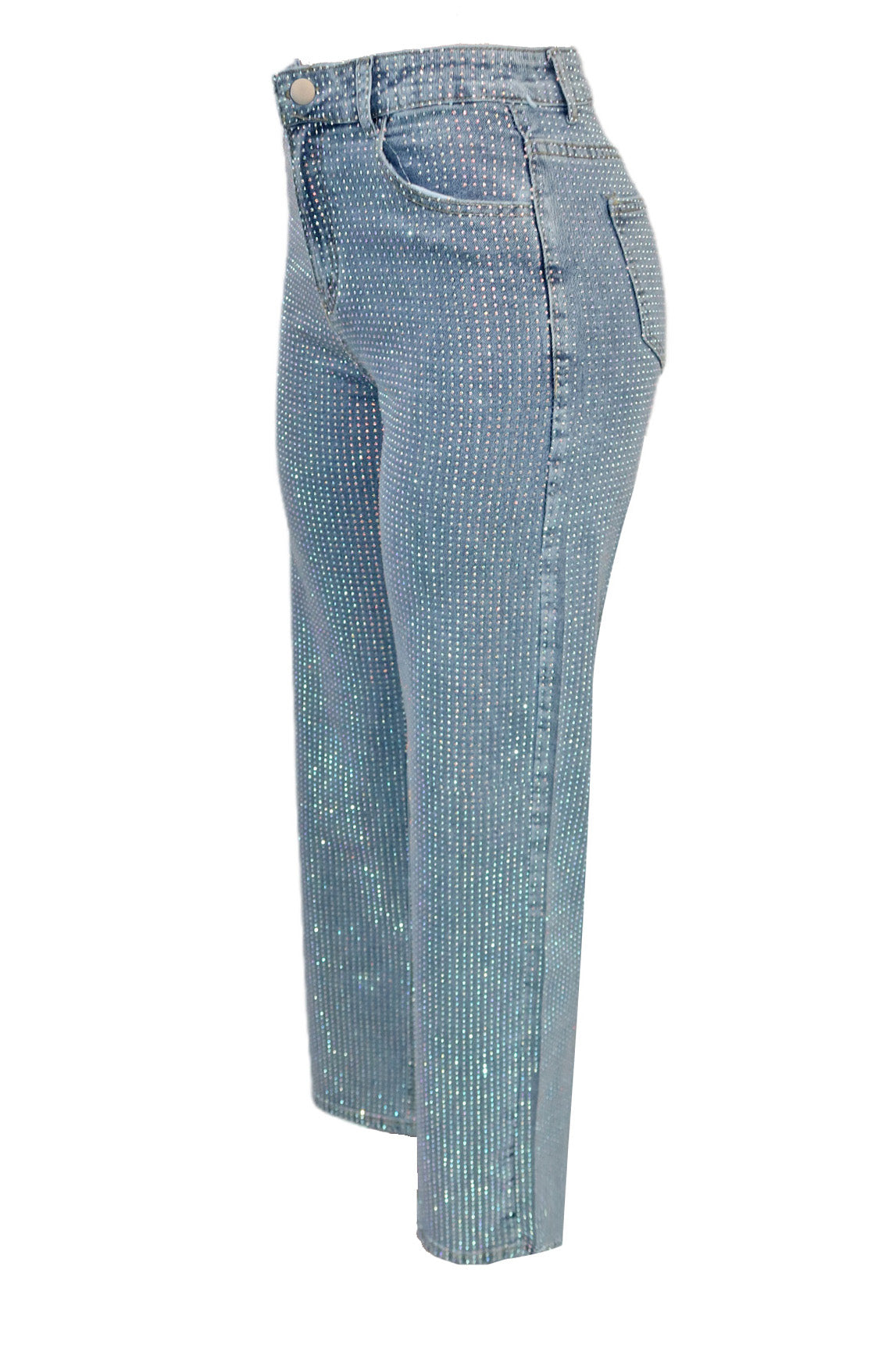 Rhinestone Straight-Leg Denim Jeans