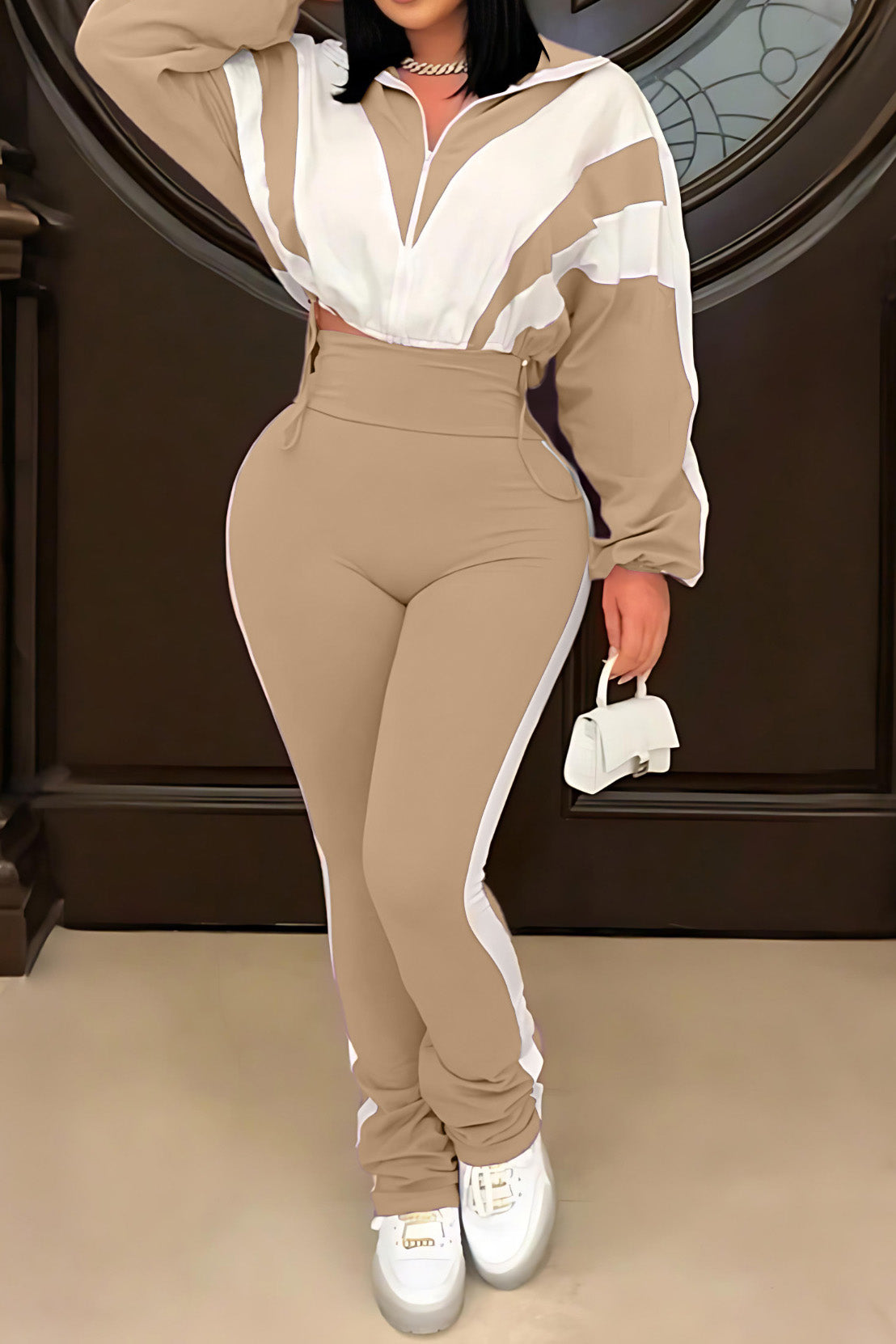 Sporty Color Block 2-Piece Tracksuit